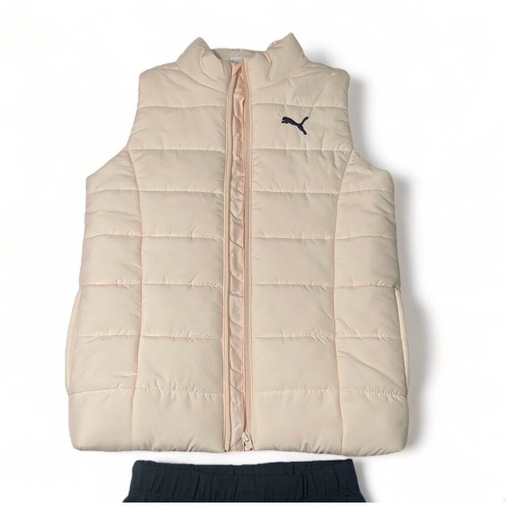 Puma Youth Puffer Vest & Leggings Set Beige & Black Polyester - Picture 2 of 10